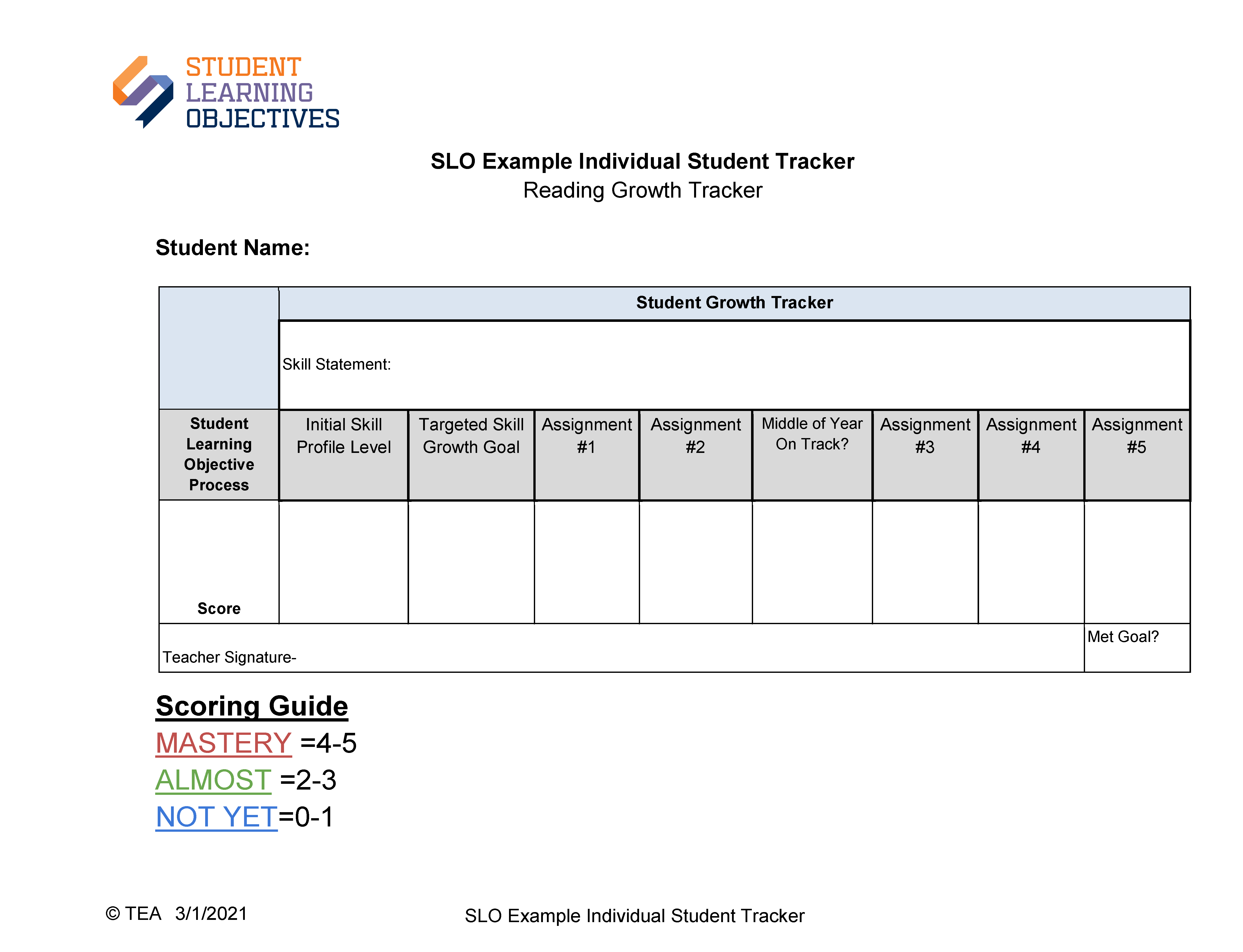 image of Individual Student Tracker